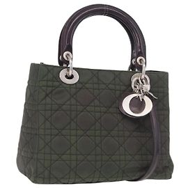 Bolsa Christian Dior Canage Canvas 2way Verde Prata Auth ka5205