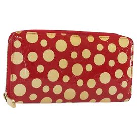 LOUIS VUITTON Monogram Vernis Zippy Wallet Long Rouge M91572 LV Auth 190517