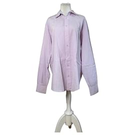 Camicia elegante vintage Yves Saint Laurent da uomo in cotone, viola chiaro, XL
