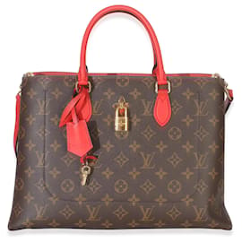 Louis Vuitton Tote aus rotem Monogram Canvas mit Blumenmuster