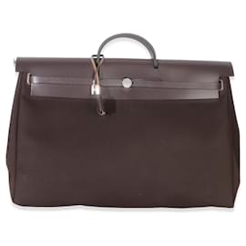 Hermès Chocolat Toile Officier Vache Hunter Herbag Zip Cabine Bag PHW