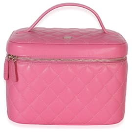 Chanel Beauty Case Large in Caviar Trapuntato Rosa con Manico Superiore