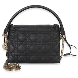 Mini Drawstring Bag Milly Lady Dior aus schwarzem Lammleder Cannage Christian Dior