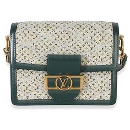 Louis Vuitton Mini Dauphine aus grünem gestepptem Denim mit Monogramm-Print