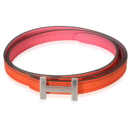 Cinturón Hermès Focus Epsom Rose Azalee Orange Poppy Swift PHW 80/32