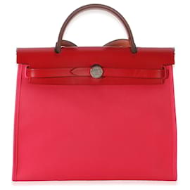 Hermès Rose Mexico Rouge Piment Toile Militaire Hunter Herbag Zip 31 PHW