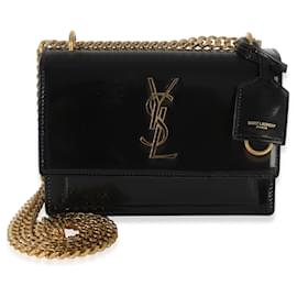 Borsa Small Sunset Monogram in vernice nera Saint Laurent