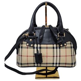 Borsa a tracolla Burberry Bloomsbury Horseferry Check Canvas con pelle Black/Beige