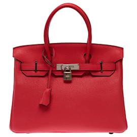 Sac HERMES Birkin 30 en Cuir Rouge - 103708 - Hermès