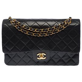 CHANEL Timeless/Classique Tasche aus schwarzem Leder - 103726