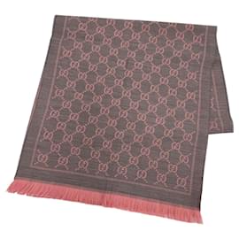 Sciarpa in lana grigio e rosa Gucci