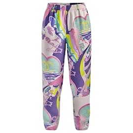Chanel 24C Runway MultiColor Graffiti Seiden-Haremshose FR 34
