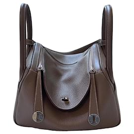 Borsa Hermès Lindy 30 in Pelle Taurillon Clemence Grigio Etoupe