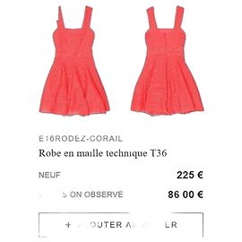 Vestido skater Maje coral calado elegante ceremonia talla 36