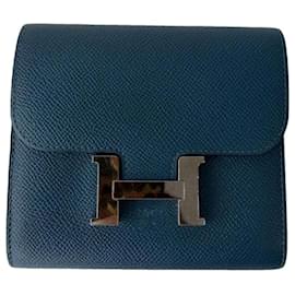 Hermès Kelly Pochette Portemonnaie en cuir bleu