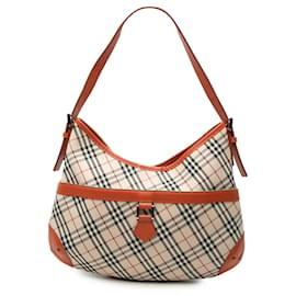 Borsa Hobo Burberry Beige Nova Check Canvas