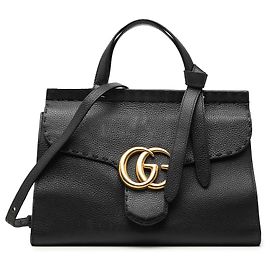 Borsa Gucci Black Small GG Marmont in pelle di vitello granulata