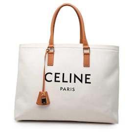 Bolso tote horizontal Celine Brown Small Canvas Logo Print - Céline