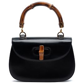 Bolso de asa Bamboo en piel de becerro negro Small de Gucci