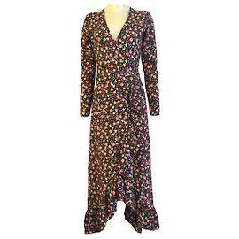Vestido cruzado con estampado floral Ganni