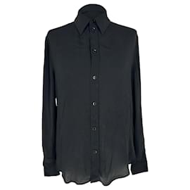 Celine Button-Up Langarmbluse aus schwarzem Acetat - Céline