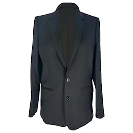 Celine Einreihiger klassischer Blazer aus schwarzer Wolle - Céline