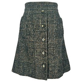 Minifalda evasé de cuadros en lana marrón Dolce & Gabbana
