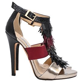 Sandali Fedora con frange di Jimmy Choo in raso multicolore