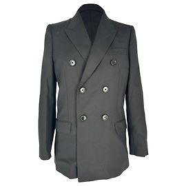 Céline Celine Doppelrevers-Blazer aus schwarzer Wolle