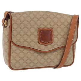 Céline Borsa a Spalla CELINE Macadam Canvas PVC Beige Oro Auth 190500