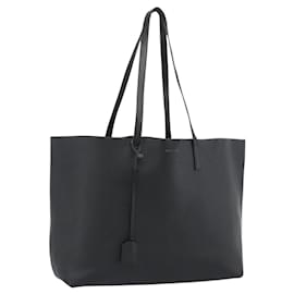 SAINT LAURENT Große Shopping Tote Bag aus Leder Schwarz Gold Auth hk3891
