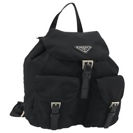 Zaino PRADA Nylon Nero Argento Auth 188430