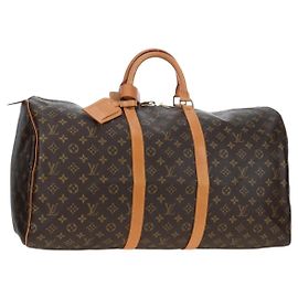 LOUIS VUITTON Monogram Keepall 55 Boston Bag M41424 LV Auth 188460SAV
