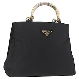 Borsa PRADA Nylon Nero Oro Auth 189423