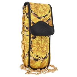 Pochette à bandoulière Gianni Versace Chain PVC Canvas Yellow Gold Auth BA14033