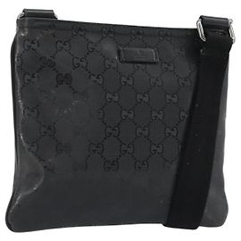 GUCCI GG Implementation Shoulder Bag PVC Black Silver 201538 Auth 186648V