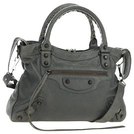 BALENCIAGA Borsa The Town in Pelle 2way Grigia 240579 Auth 189158SAM