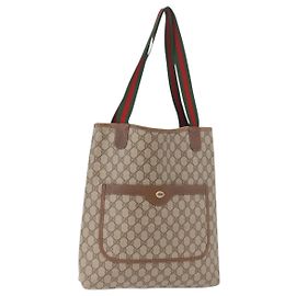 Borsa Tote GUCCI GG Supreme Web Sherry Line PVC Beige 39 02 003 Auth bs35976