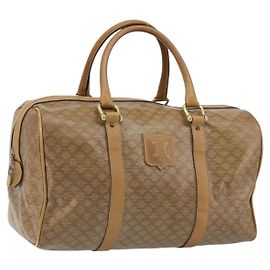 Céline CELINE Macadam Canvas Hand Bag PVC Beige Gold Auth 186694