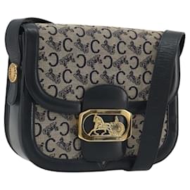 Céline CELINE C Sulky Shoulder Bag Canvas Black Gold Auth mr2664