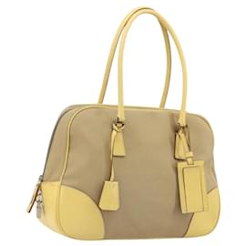 Borsa PRADA in tela beige argento Auth ka5146A