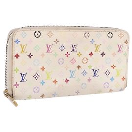 LOUIS VUITTON Monogram Multicolor Zippy Wallet White M60274 LV Auth BA14074