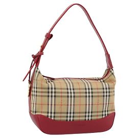 Borsa a mano BURBERRY Nova Check in tela Beige Gold Auth mr2701