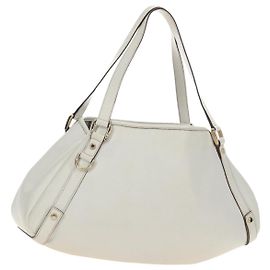 Borsa Tote Abbey GUCCI in pelle bianca e oro 130736 Auth 191308V