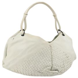 Borsa a Spalla BOTTEGA VENETA INTRECCIATO in Pelle Bianco Oro Auth 190921
