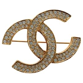 Spilla CHANEL COCO Mark in metallo color oro CC Autentica 190723M