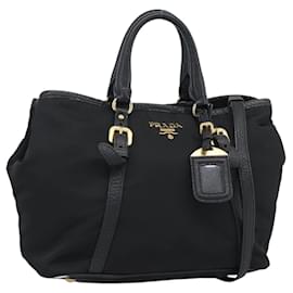 Borsa PRADA Nylon e Pelle 2way Nera Oro Autentica am12012