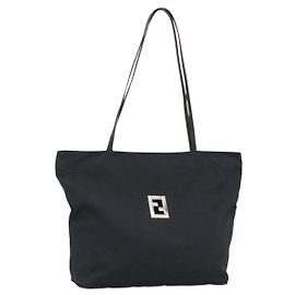 Bolso Tote FENDI Zucca Canvas de Nylon Negro y Plata Auténtico ar13992
