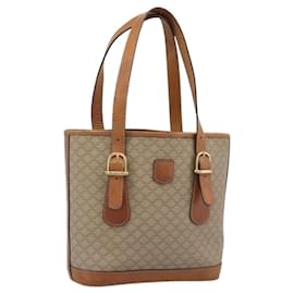 CELINE Macadam Tote Bag aus PVC und Leder Beige Gold Auth BA14003 - Céline