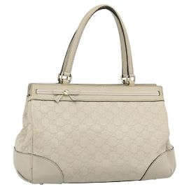 GUCCI GG Canvas Guccissima Mayfair Tasche Leder Beige Gold 257063 Auth 191307A
